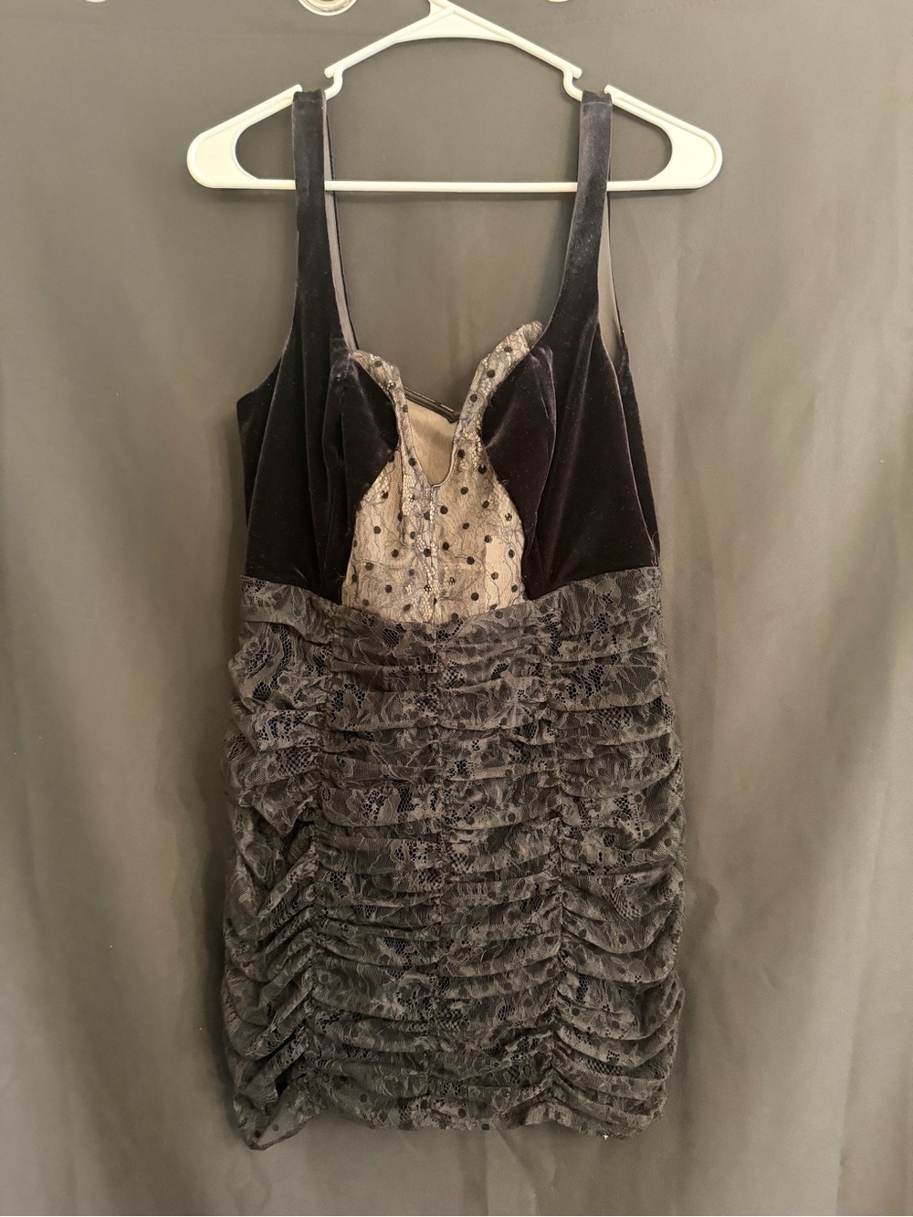 For Love And Lemons Black Velvet & Lace Jourdan Ruffled Mini Dress NWT